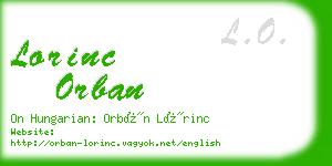 lorinc orban business card